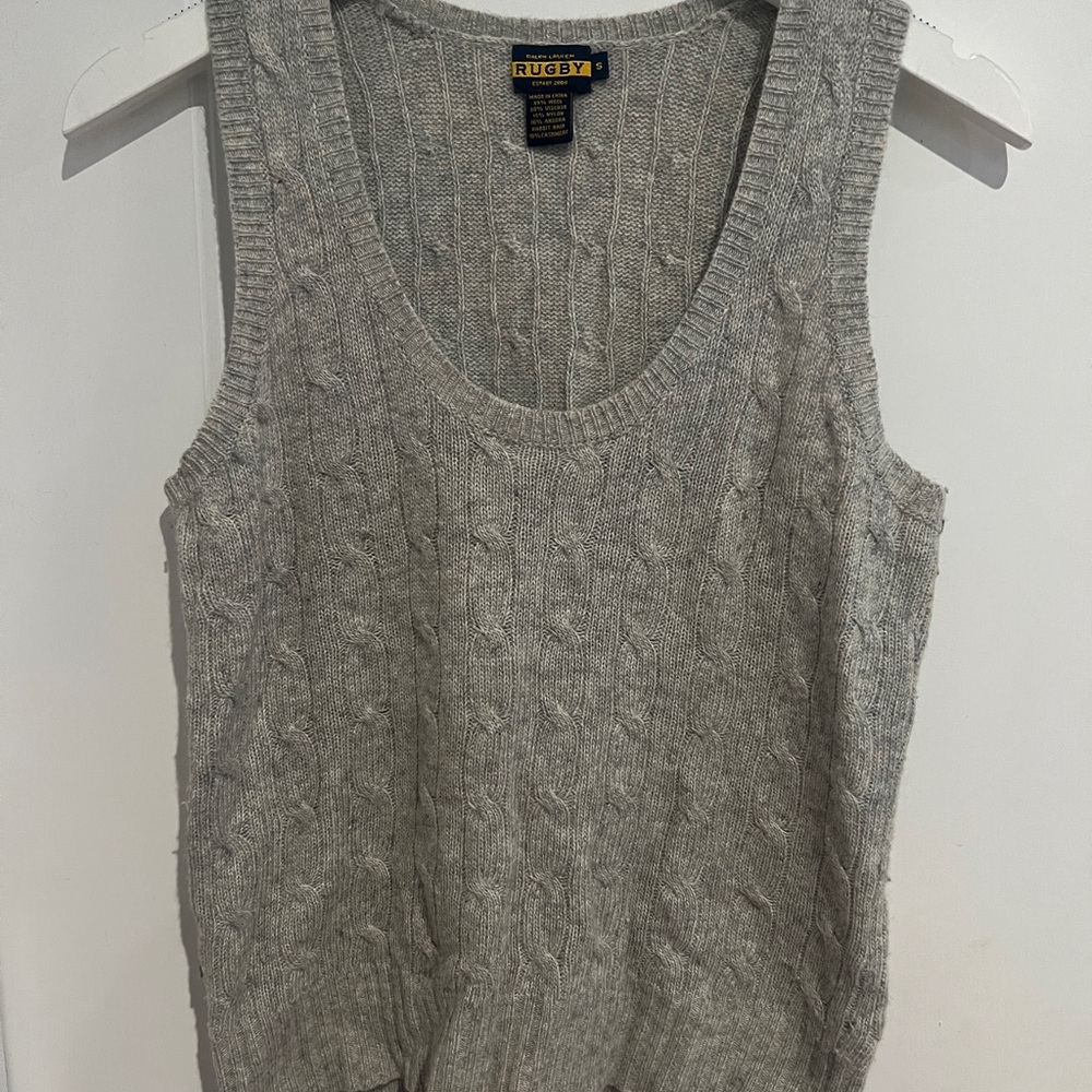 Rugby Ralph Lauren Gray Cable Knit Sweater Vest